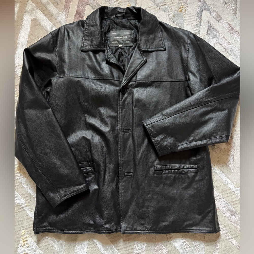Gianni Velente Milano Black 100% Genuine Leather Jacket Size L
